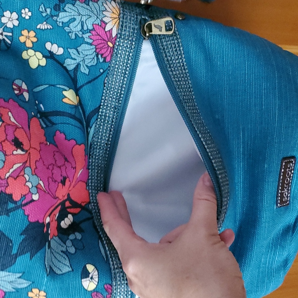 Sakroots Teal and Pink Floral Crossbody Bag - Picture 6 of 14